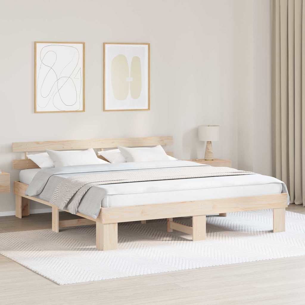 Sengestel Naturfarvet 200 x 200 cm Massiv fyrretræ