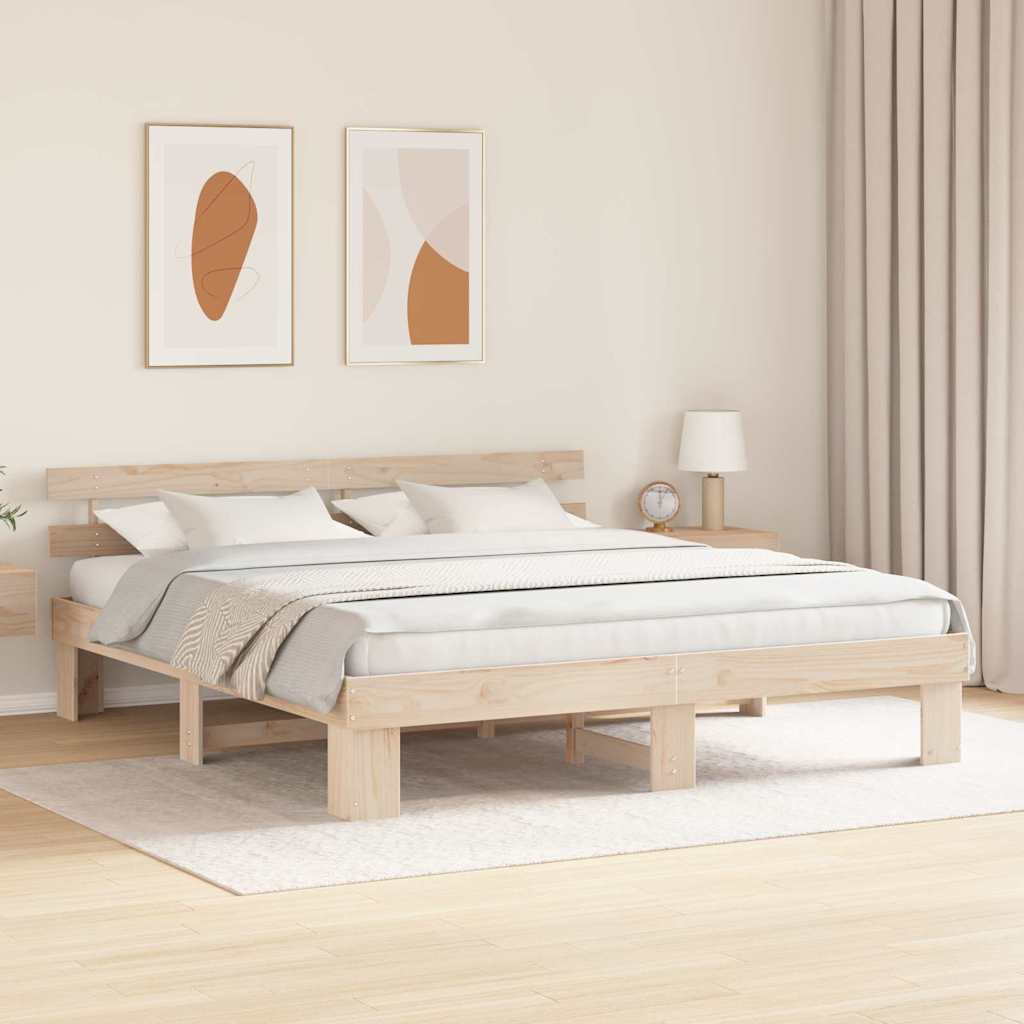Sengestel Naturfarvet 200 x 200 cm Massiv fyrretræ