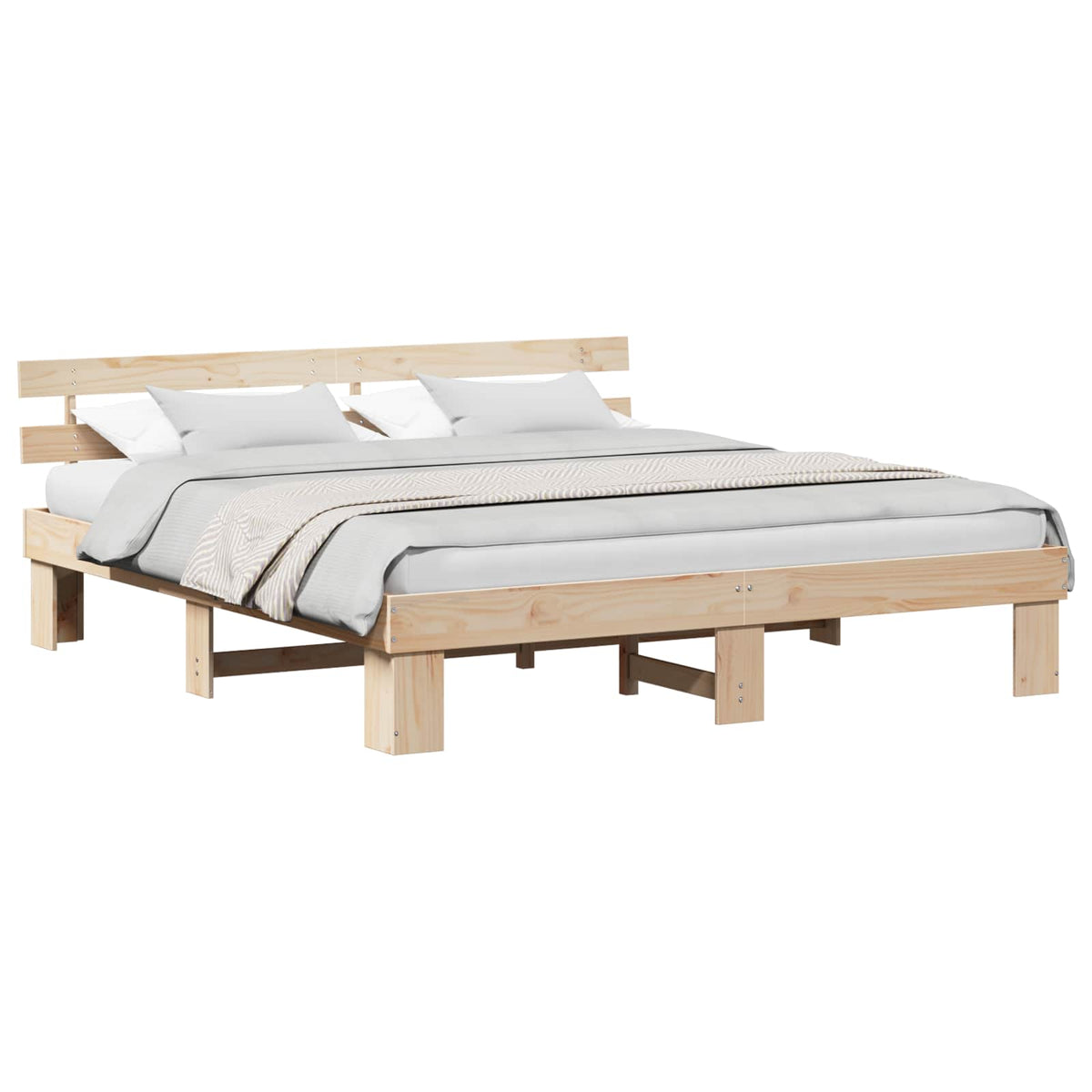Sengestel Naturfarvet 200 x 200 cm Massiv fyrretræ