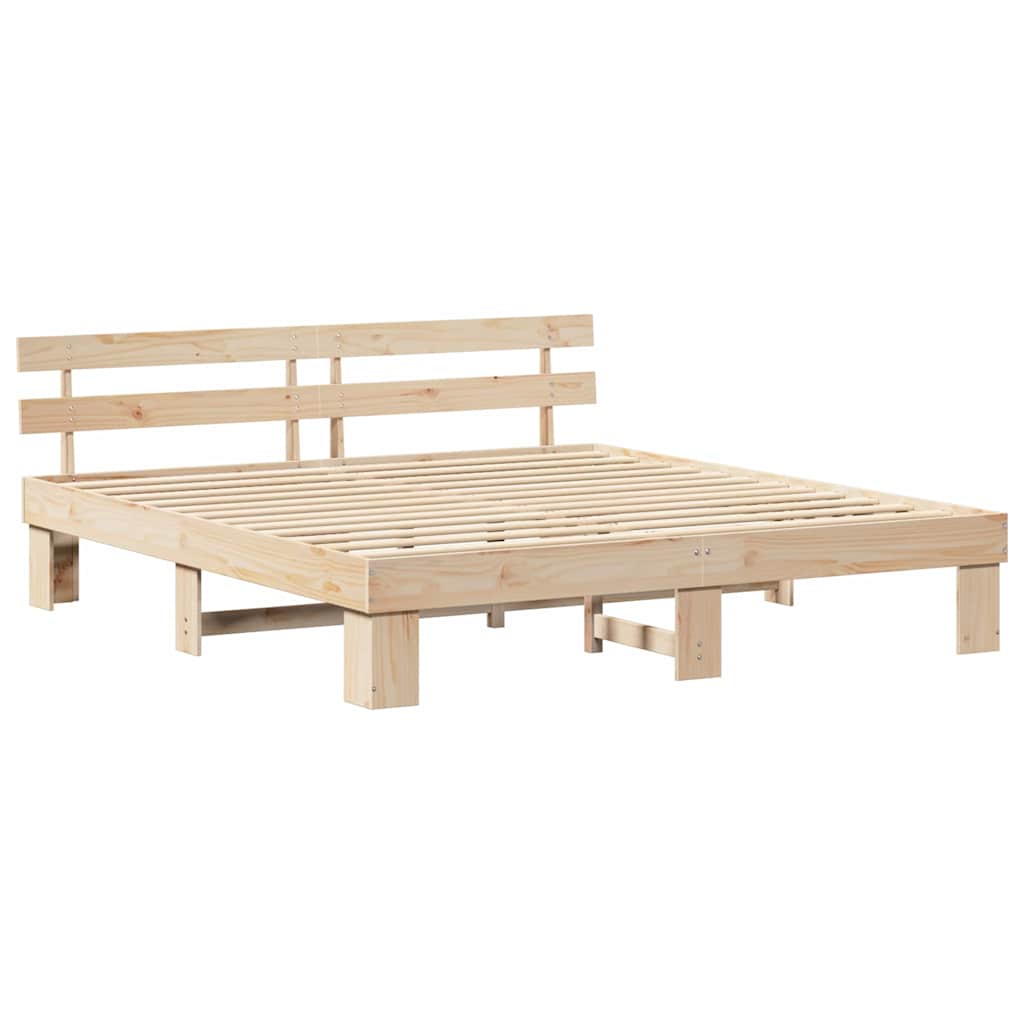 Sengestel Naturfarvet 200 x 200 cm Massiv fyrretræ