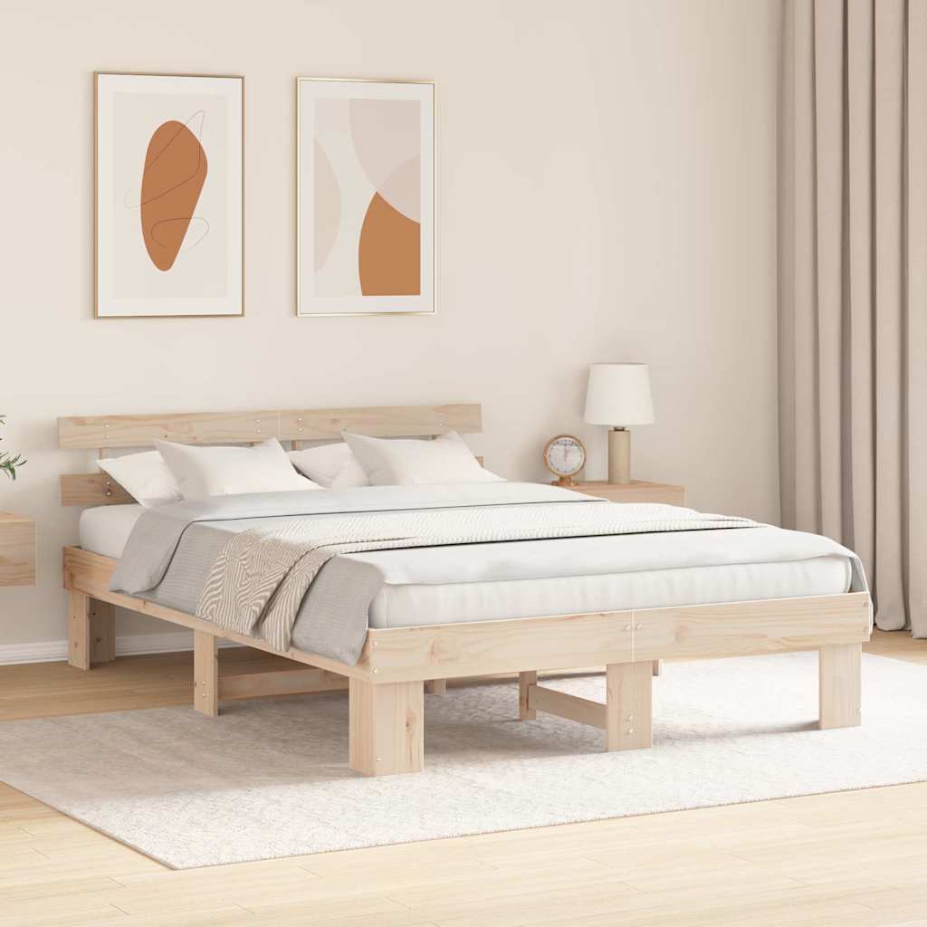 Sengestel Naturfarvet 160 x 200 cm Massiv fyrretræ