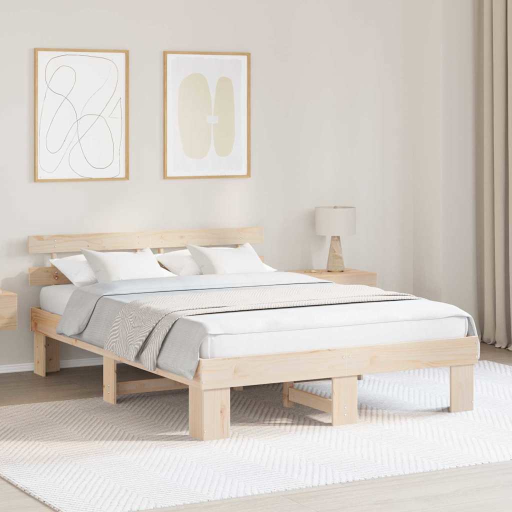 Sengestel Naturfarvet 150 x 200 cm Massiv fyrretræ