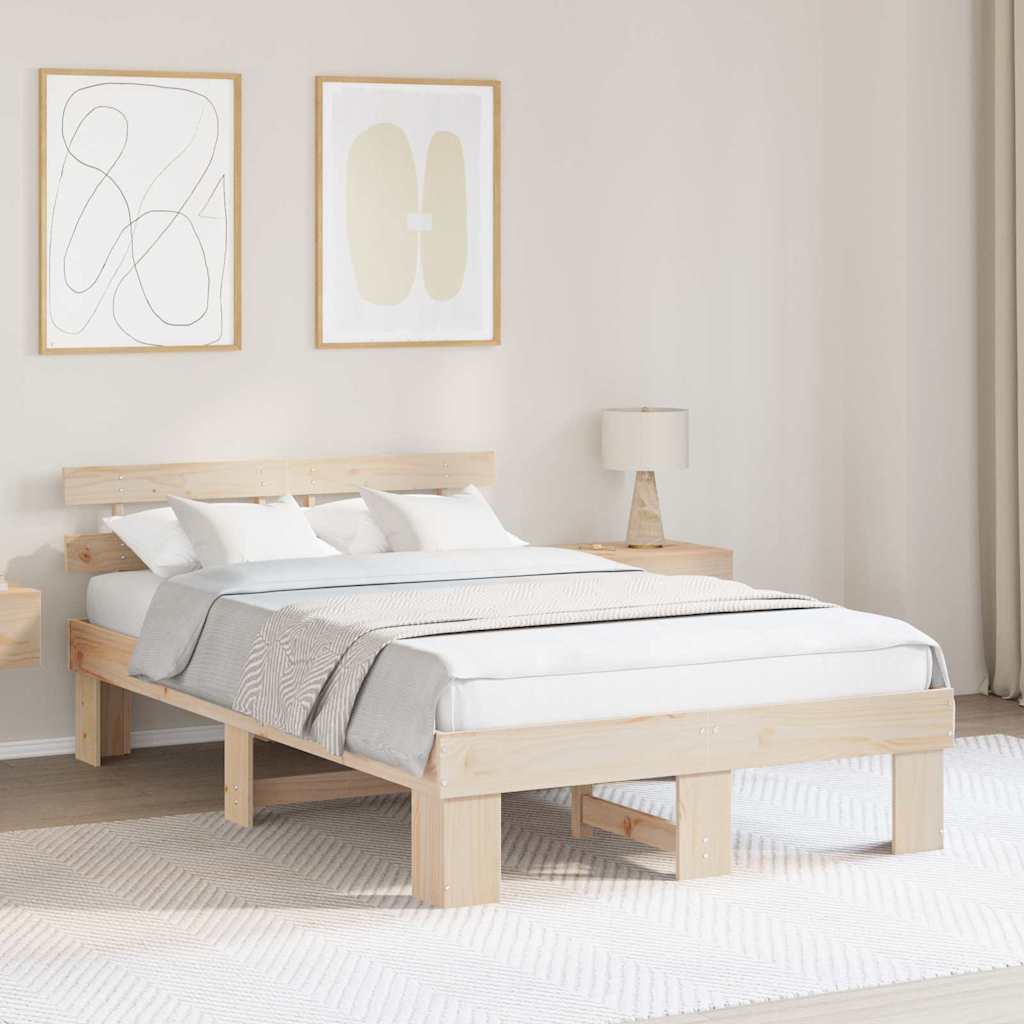 Sengestel Naturfarvet 120 x 200 cm Massiv fyrretræ