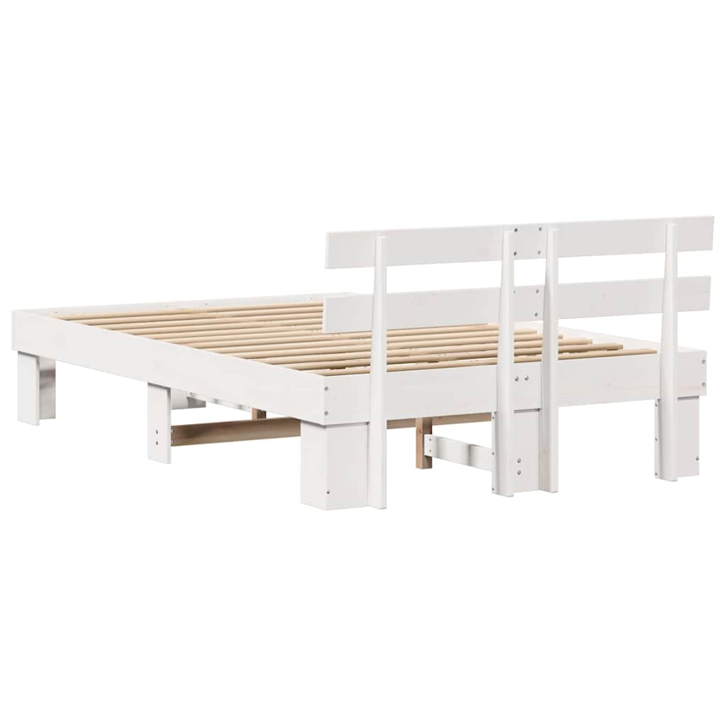 Sengestel med hovedgærde Hvid 120 x 200 cm Massiv fyrretræ