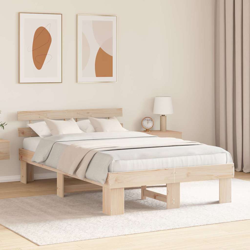 Sengestel Naturfarvet 140 x 190 cm Massiv fyrretræ