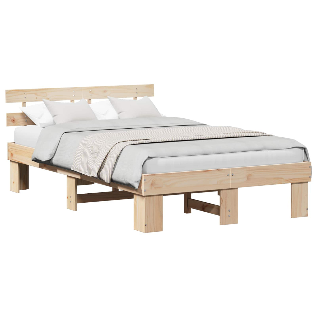Sengestel Naturfarvet 135 x 190 cm Massiv fyrretræ