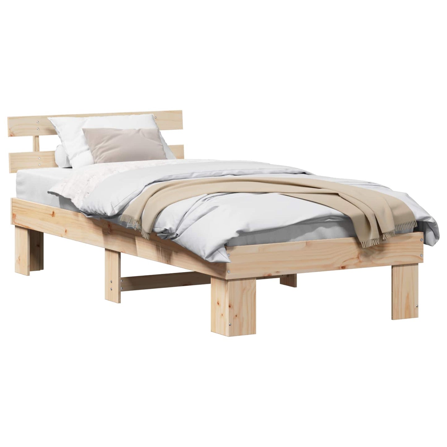 Sengestel Naturfarvet 90 x 200 cm Massiv fyrretræ