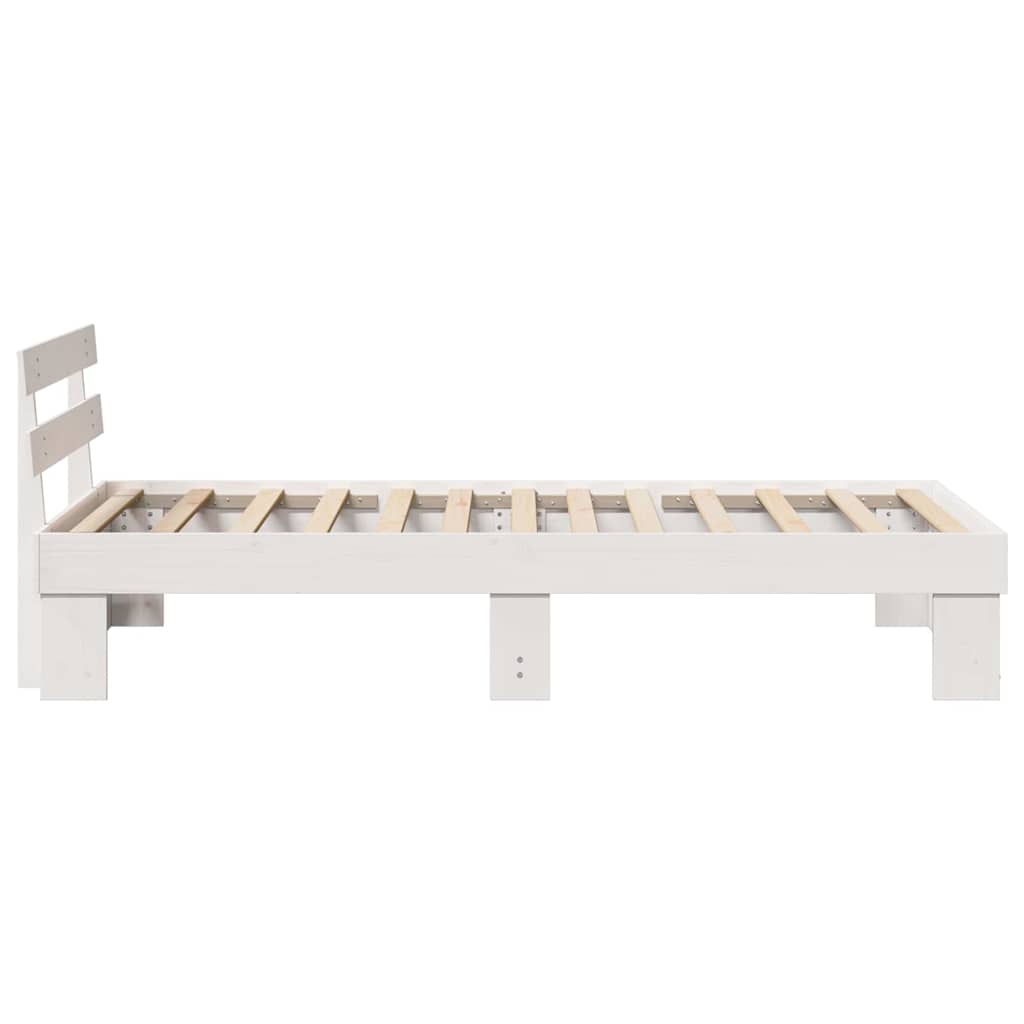 Sengestel med hovedgærde Hvid 80 x 200 cm Massiv fyrretræ