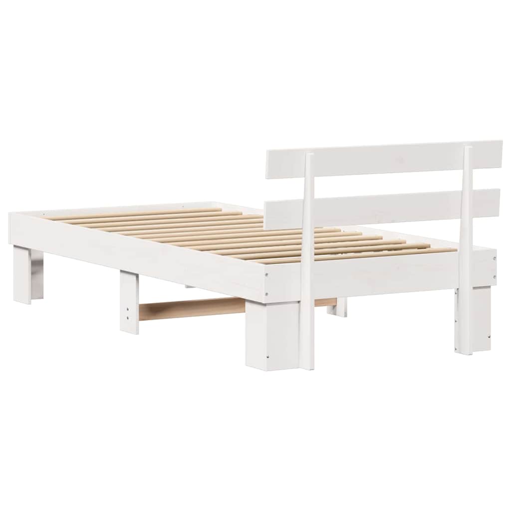 Sengestel med hovedgærde Hvid 75 x 190 cm Massiv fyrretræ