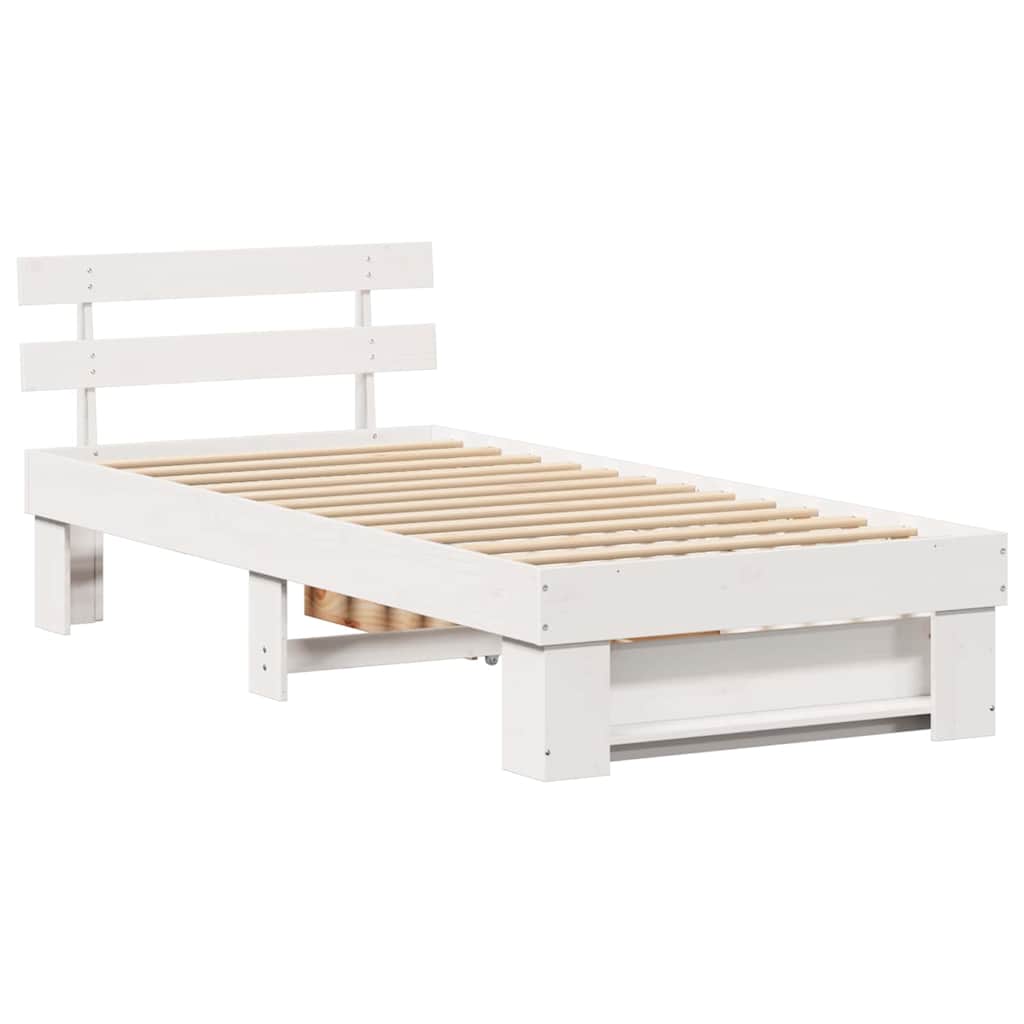 Sengestel med hovedgærde Hvid 80 x 200 cm Massiv fyrretræ