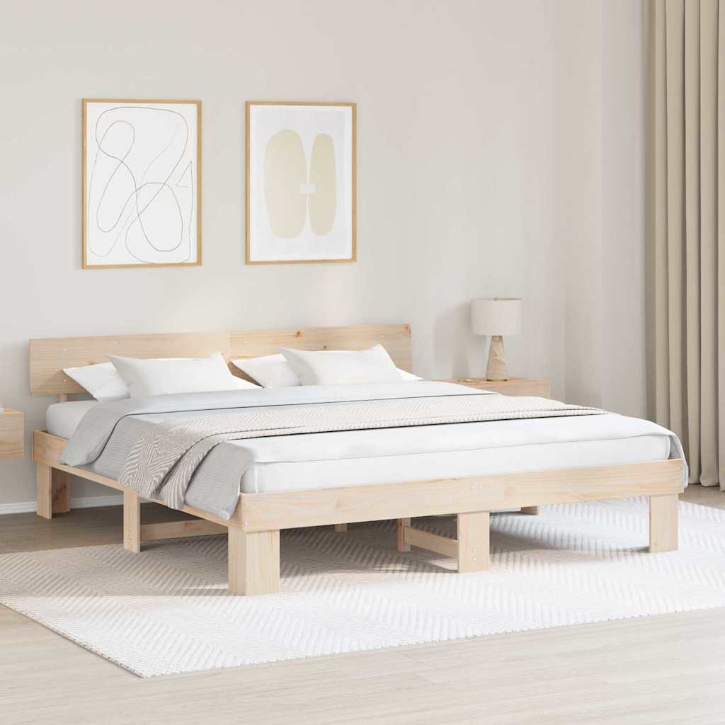 Sengestel Naturfarvet 180 x 200 cm Massiv fyrretræ