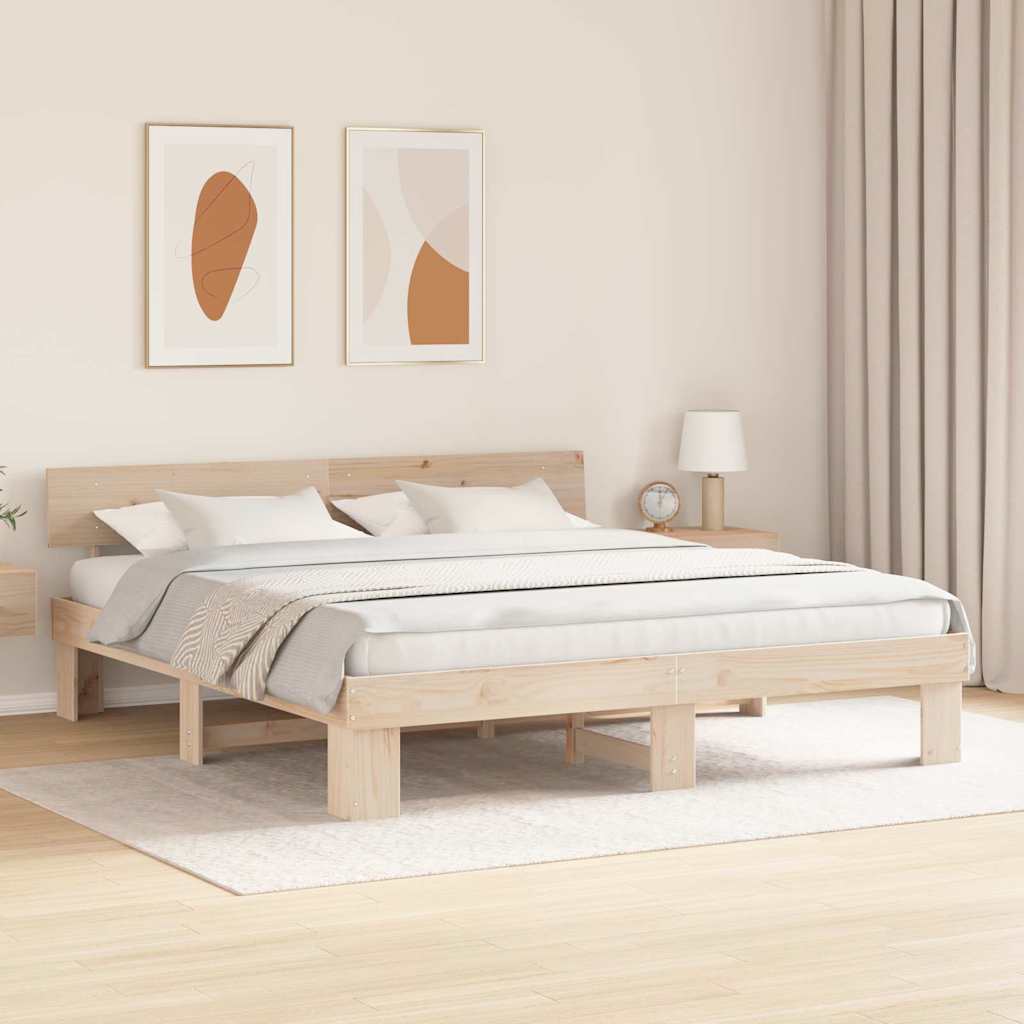Sengestel Naturfarvet 180 x 200 cm Massiv fyrretræ
