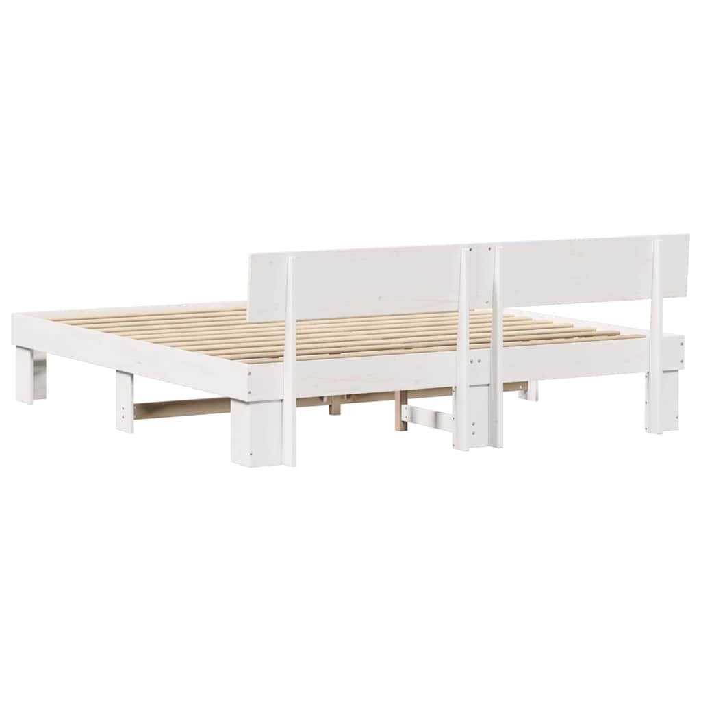 Sengestel med hovedgærde Hvid 180 x 200 cm Massiv fyrretræ