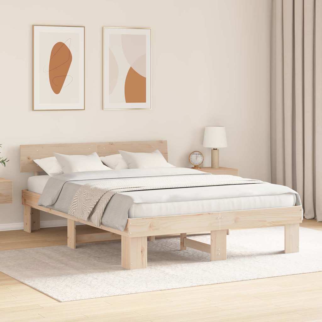 Sengestel Naturfarvet 140 x 200 cm Massiv fyrretræ