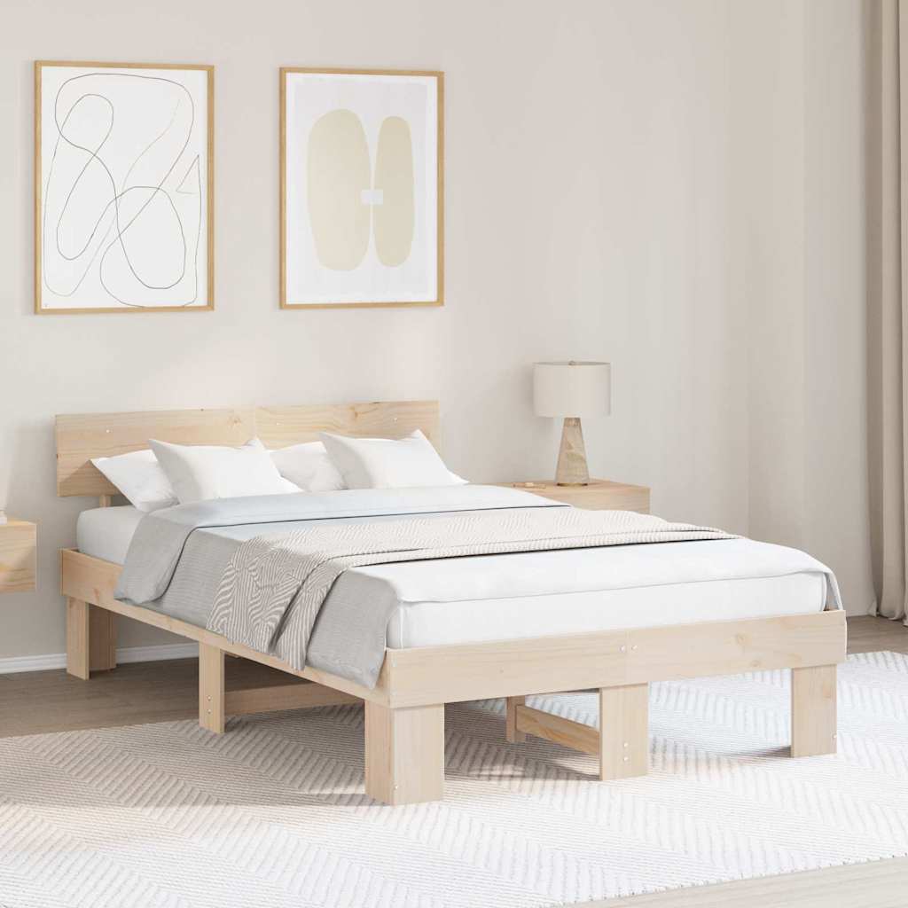 Sengestel Naturfarvet 140 x 190 cm Massiv fyrretræ