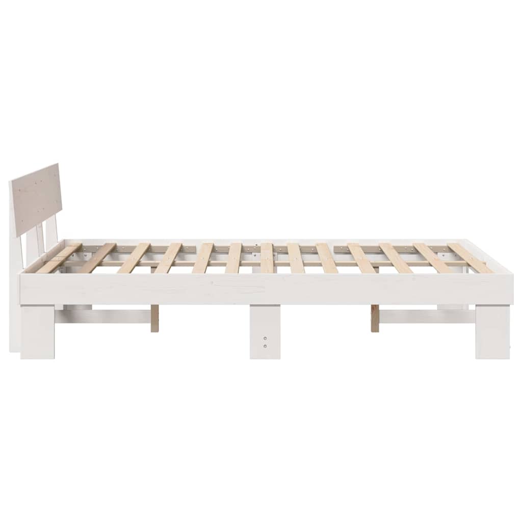 Sengestel med hovedgærde Hvid 135 x 190 cm Massiv fyrretræ