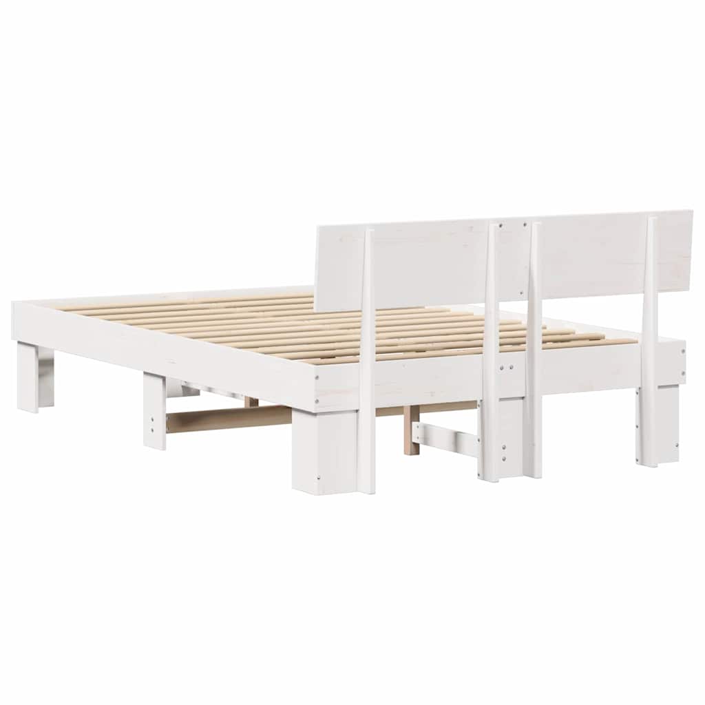 Sengestel med hovedgærde Hvid 120 x 190 cm Massiv fyrretræ