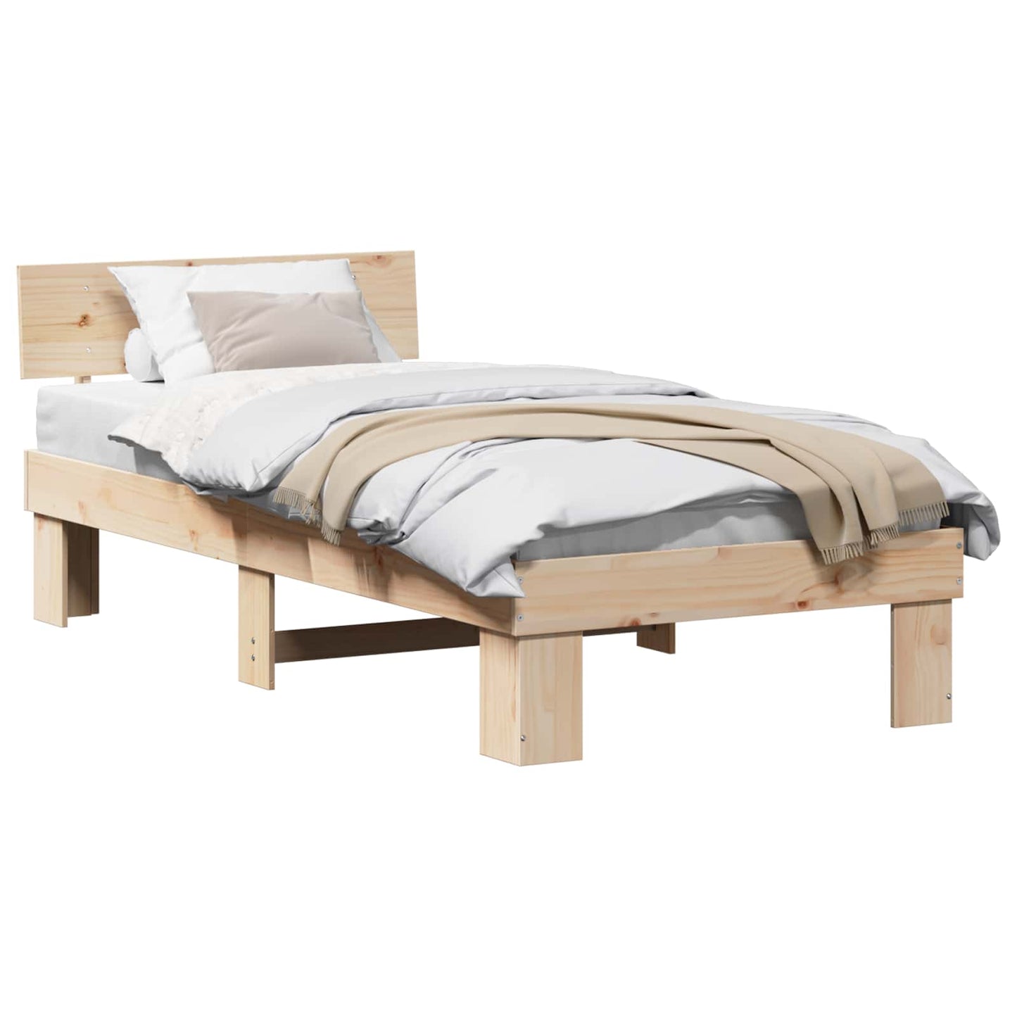 Sengestel Naturfarvet 90 x 200 cm Massiv fyrretræ