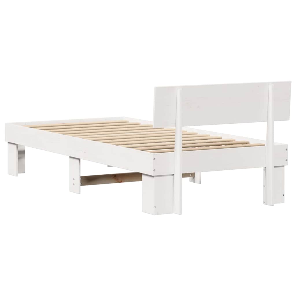 Sengestel med hovedgærde Hvid 90 x 190 cm Massiv fyrretræ