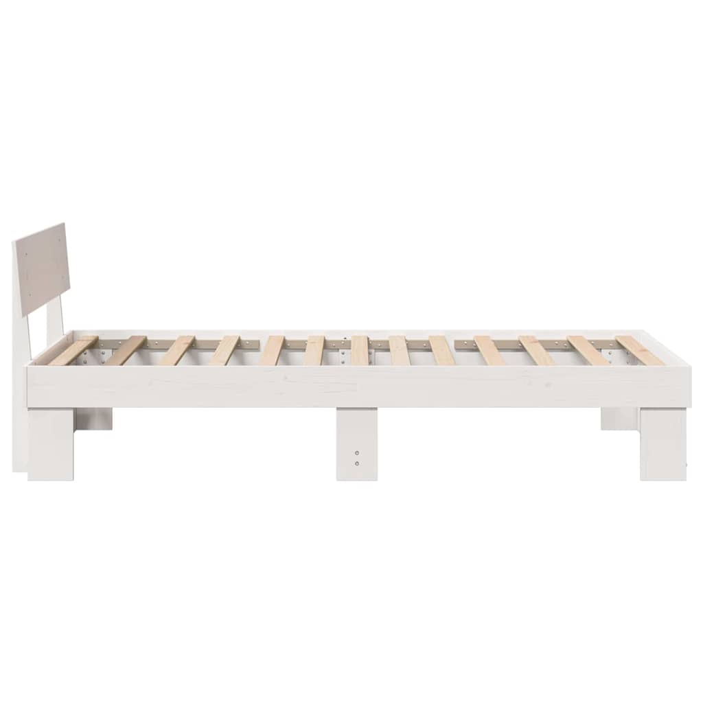 Sengestel med hovedgærde Hvid 90 x 190 cm Massiv fyrretræ