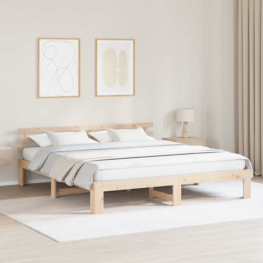 Sengestel Naturfarvet 200 x 200 cm Massiv fyrretræ