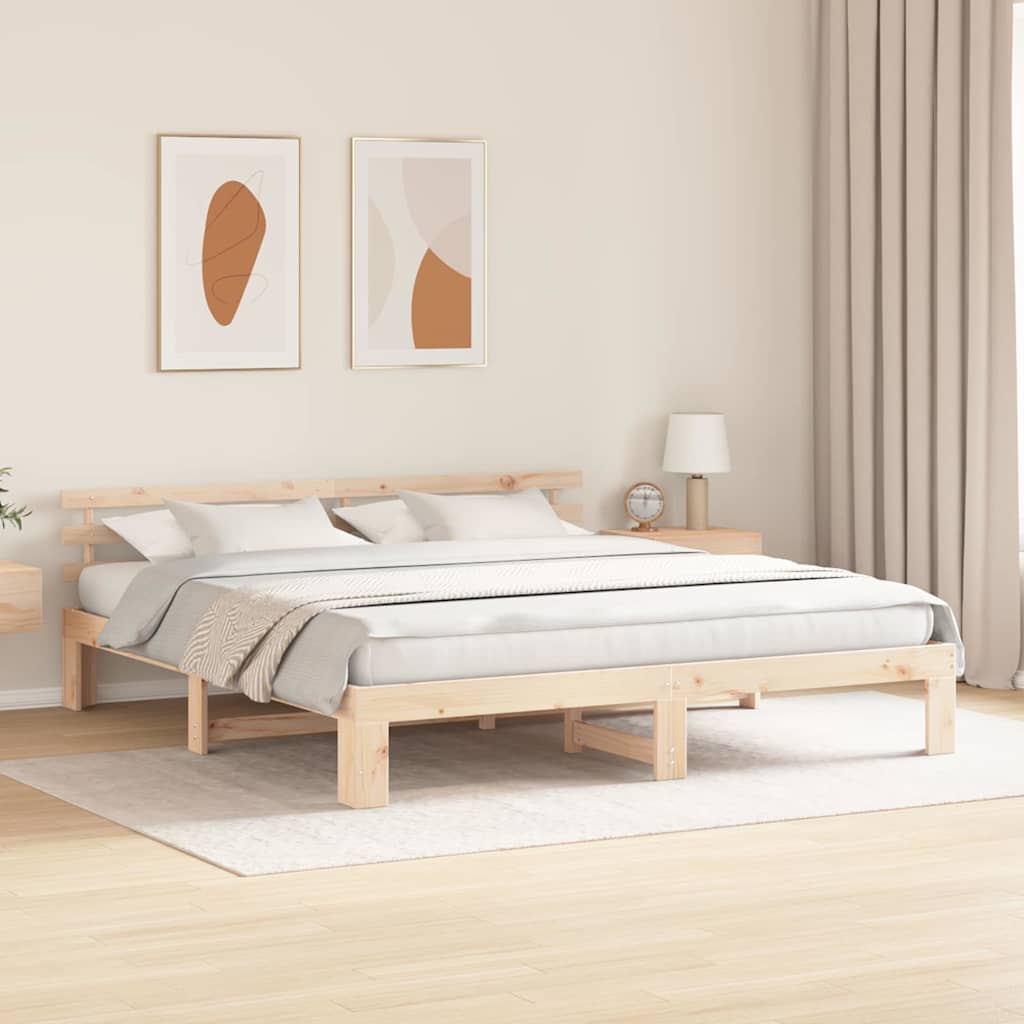Sengestel Naturfarvet 200 x 200 cm Massiv fyrretræ