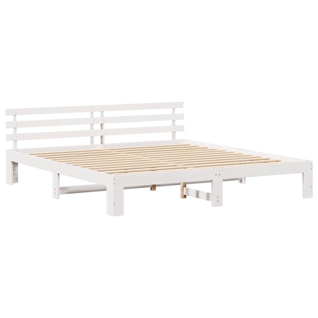 Sengestel med hovedgærde Hvid 180 x 200 cm Massiv fyrretræ