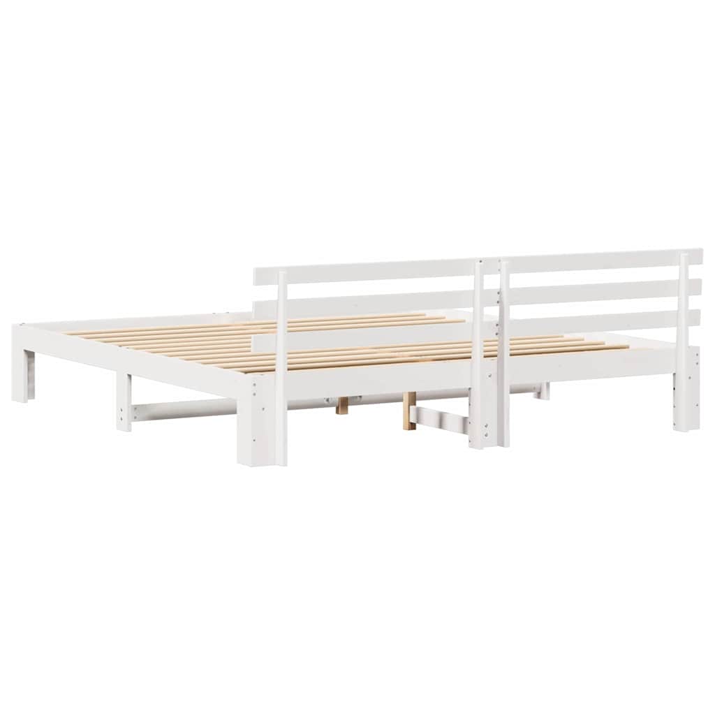 Sengestel med hovedgærde Hvid 180 x 200 cm Massiv fyrretræ