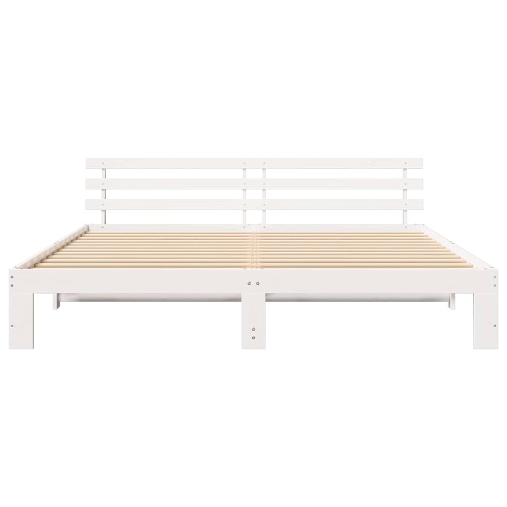 Sengestel med hovedgærde Hvid 180 x 200 cm Massiv fyrretræ