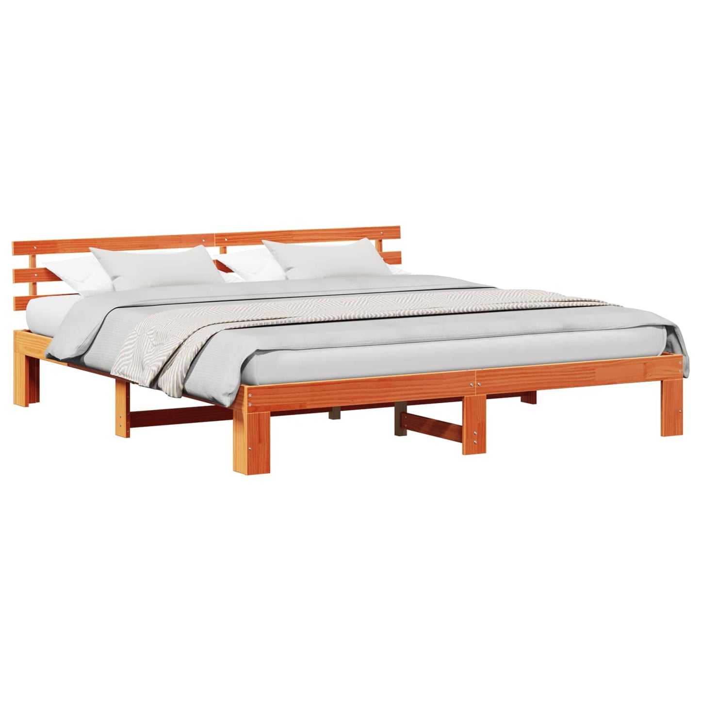 Sengestel med hovedgærde Voks brun 180 x 200 cm Massiv fyrretræ