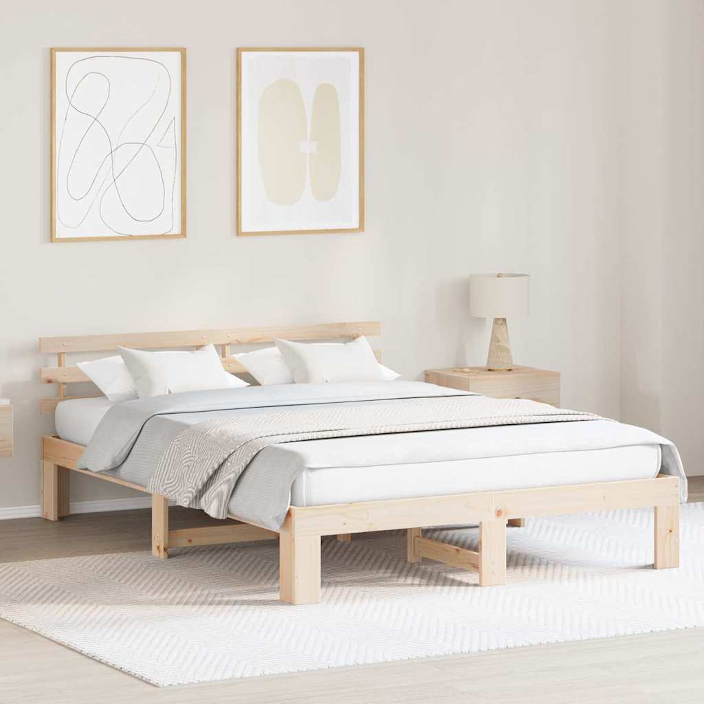 Sengestel Naturfarvet 140 x 200 cm Massiv fyrretræ
