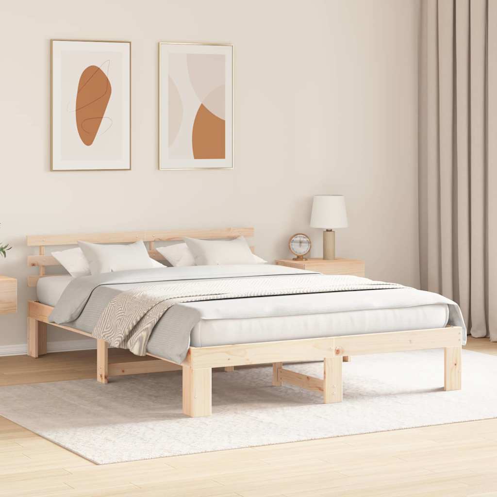 Sengestel Naturfarvet 140 x 200 cm Massiv fyrretræ