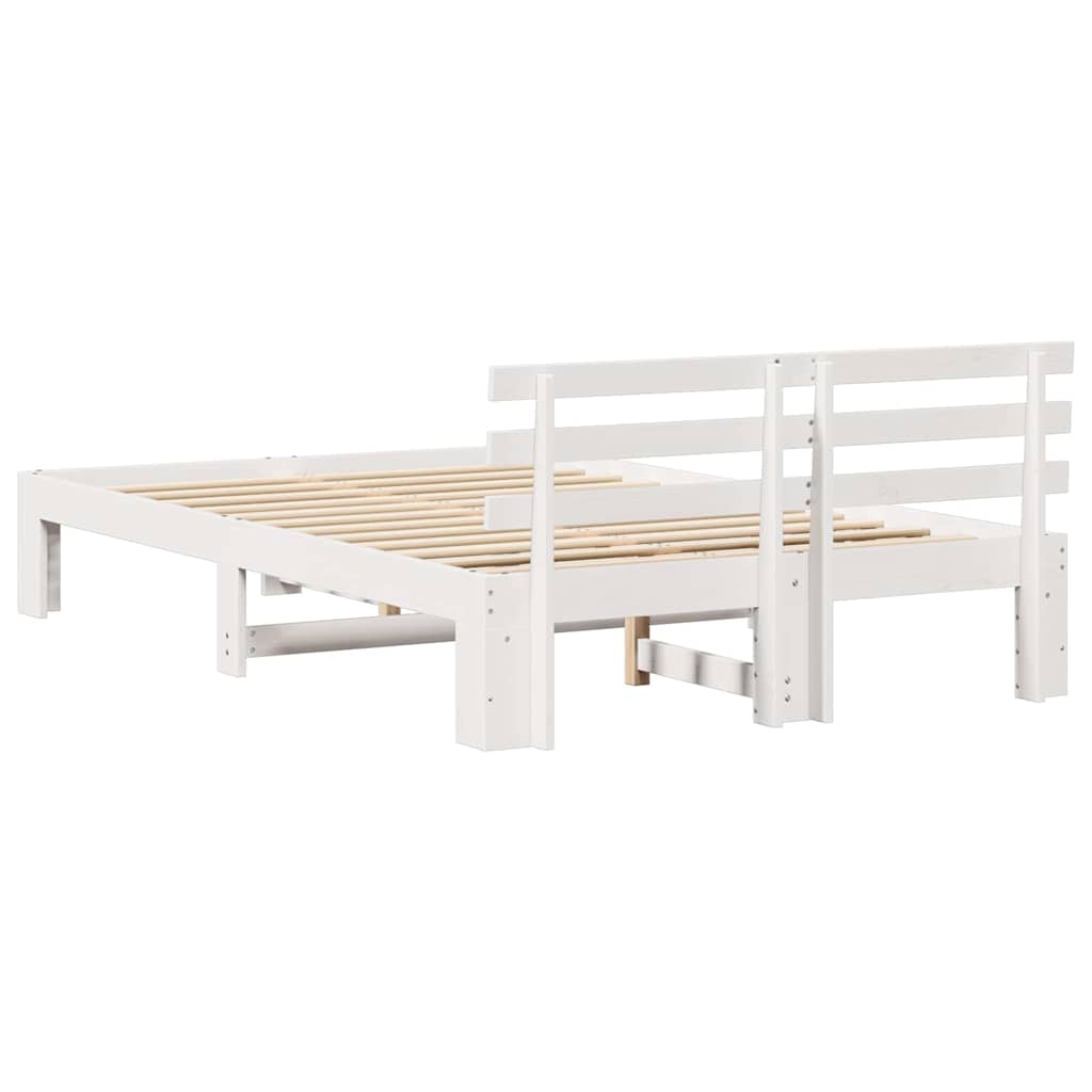 Sengestel med hovedgærde Hvid 120 x 200 cm Massiv fyrretræ