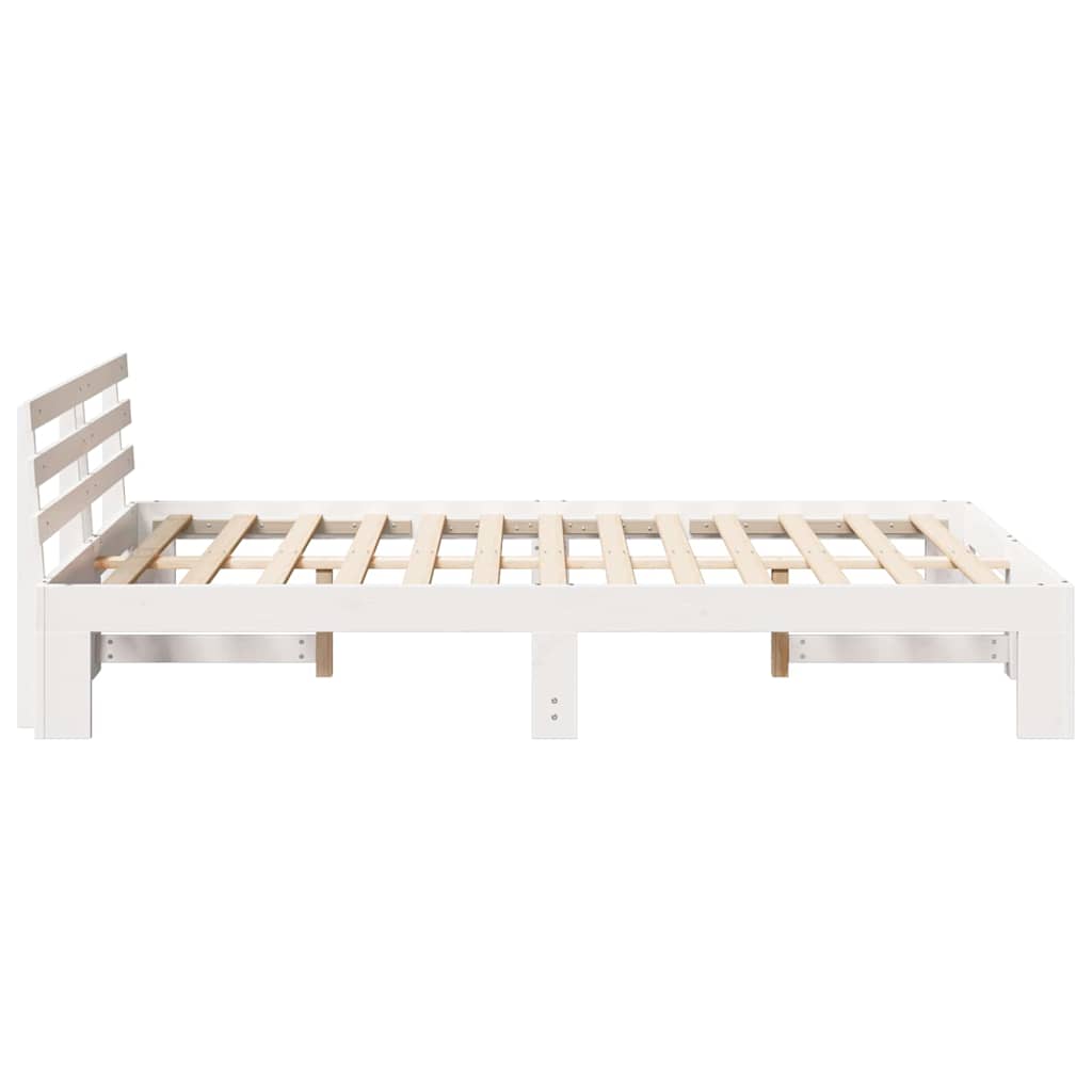 Sengestel med hovedgærde Hvid 120 x 200 cm Massiv fyrretræ