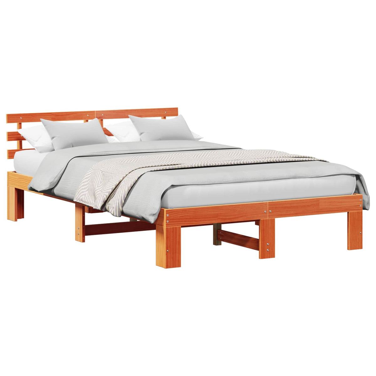 Sengestel med hovedgærde Voks brun 120 x 200 cm Massiv fyrretræ