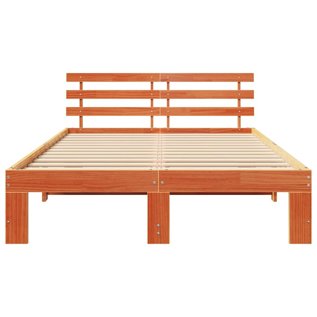 Sengestel med hovedgærde Voks brun 120 x 200 cm Massiv fyrretræ