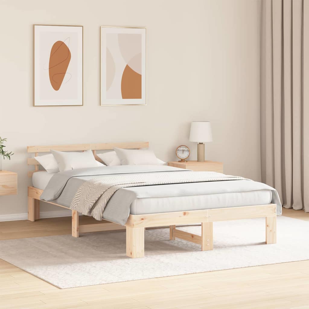 Sengestel Naturfarvet 140 x 190 cm Massiv fyrretræ