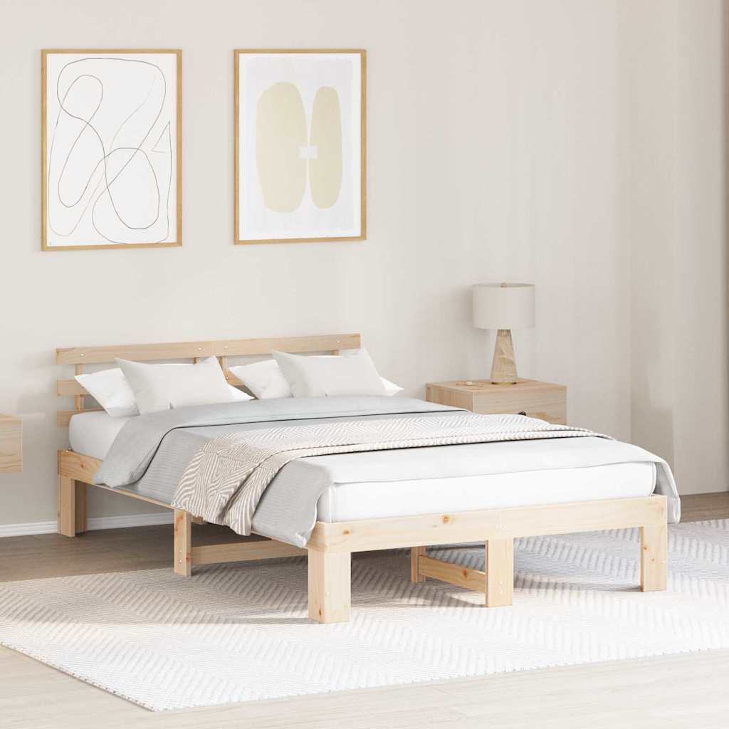 Sengestel Naturfarvet 135 x 190 cm Massiv fyrretræ