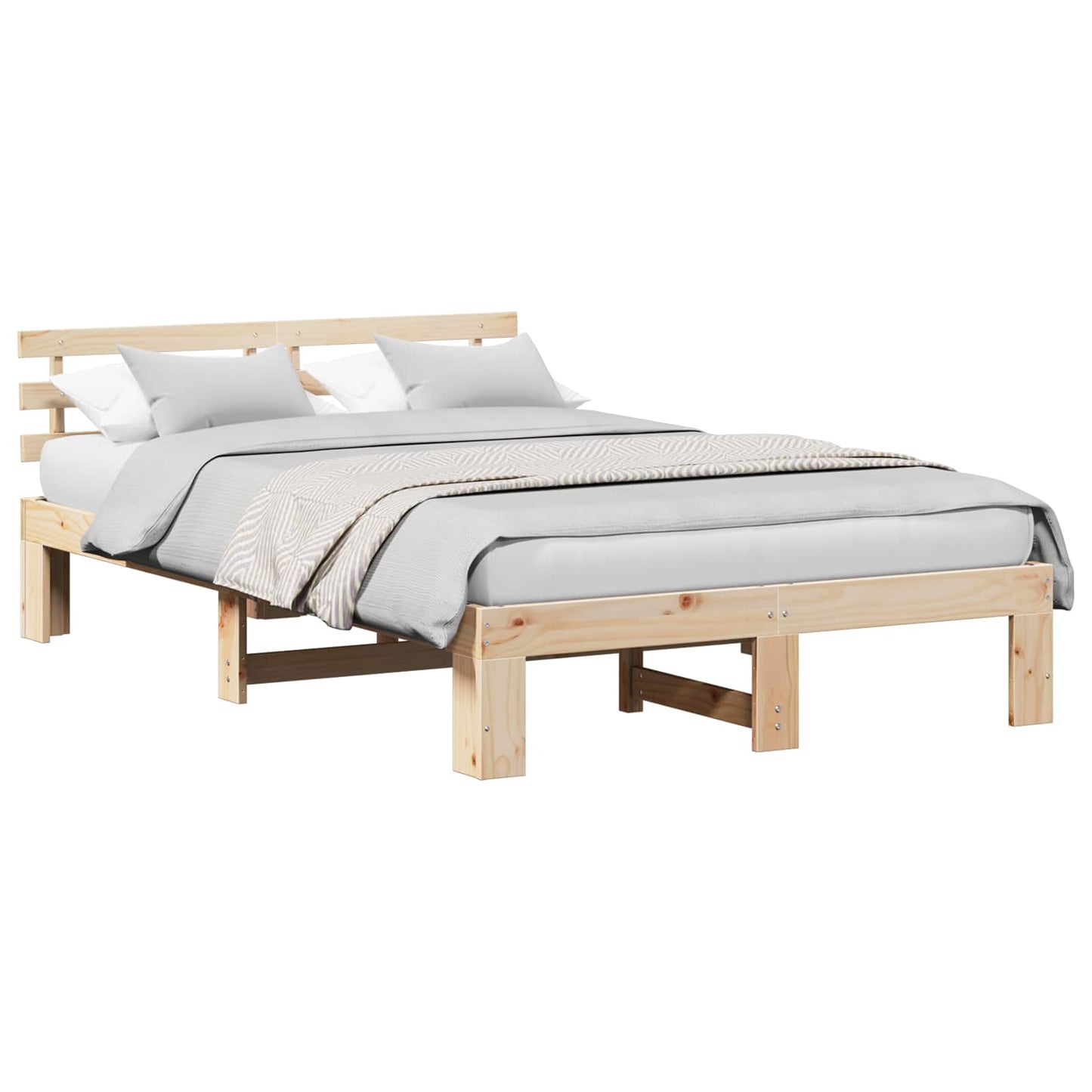 Sengestel Naturfarvet 135 x 190 cm Massiv fyrretræ