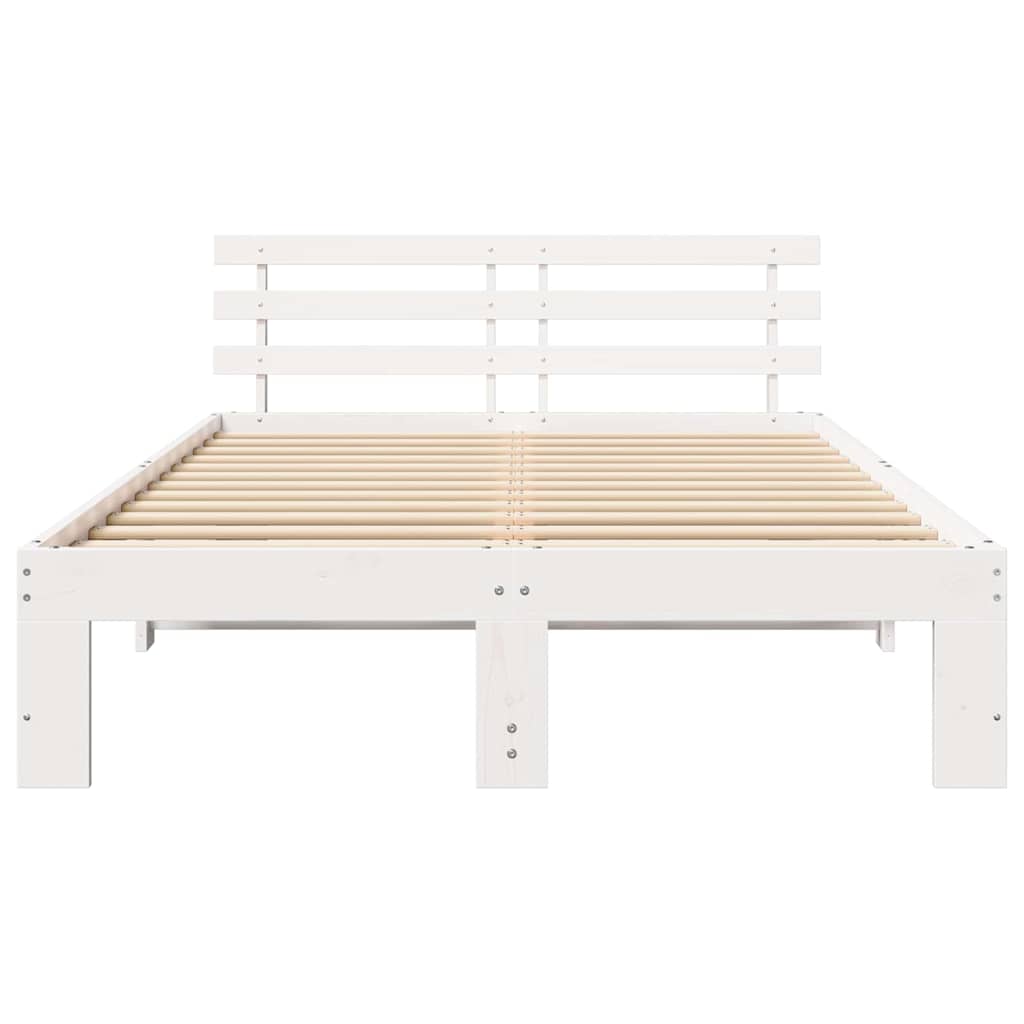 Sengestel med hovedgærde Hvid 120 x 190 cm Massiv fyrretræ
