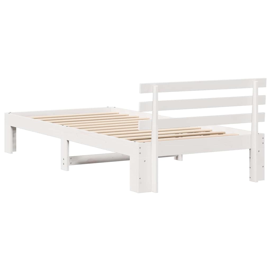 Sengestel med hovedgærde Hvid 100 x 200 cm Massiv fyrretræ