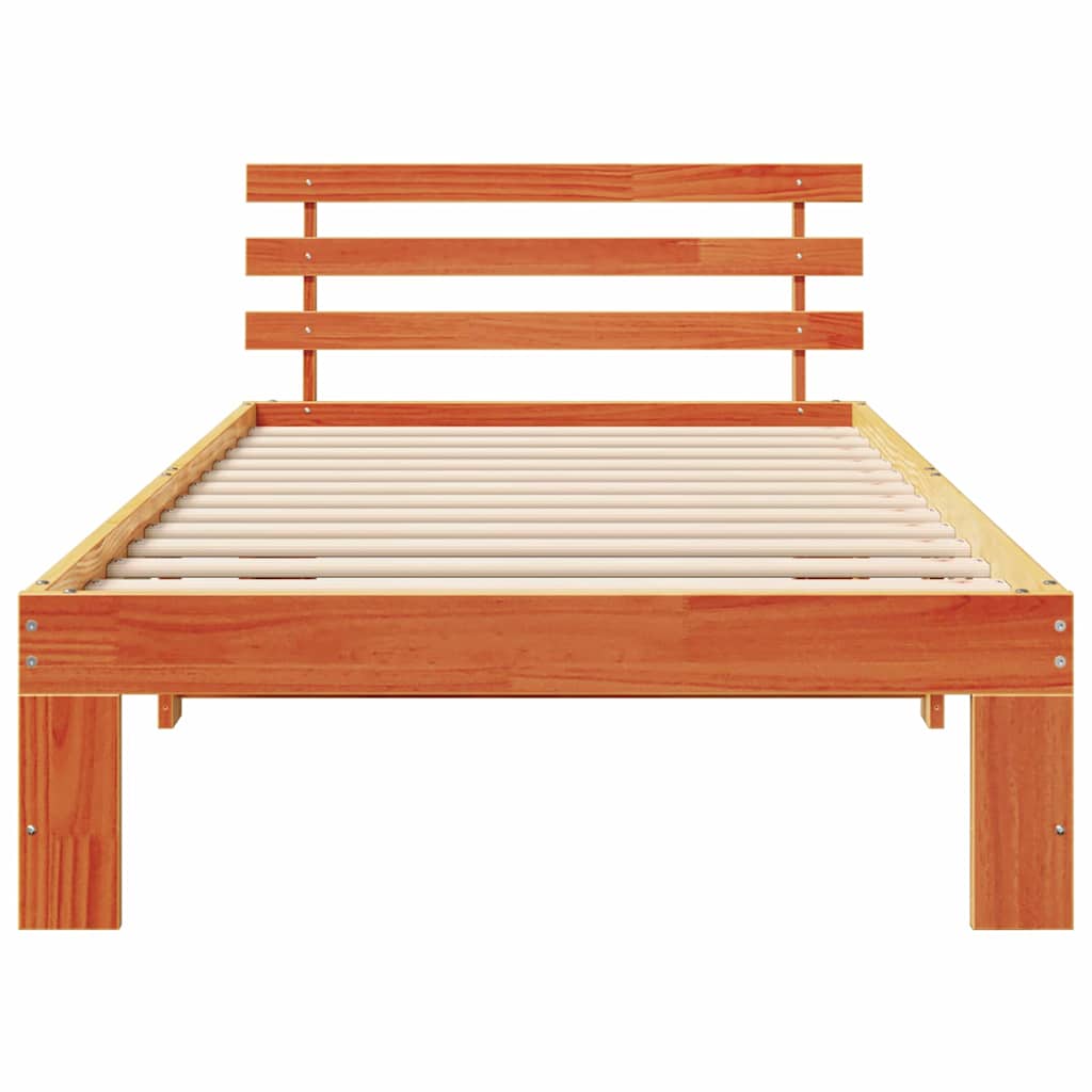 Sengestel med hovedgærde Voks brun 100 x 200 cm Massiv fyrretræ