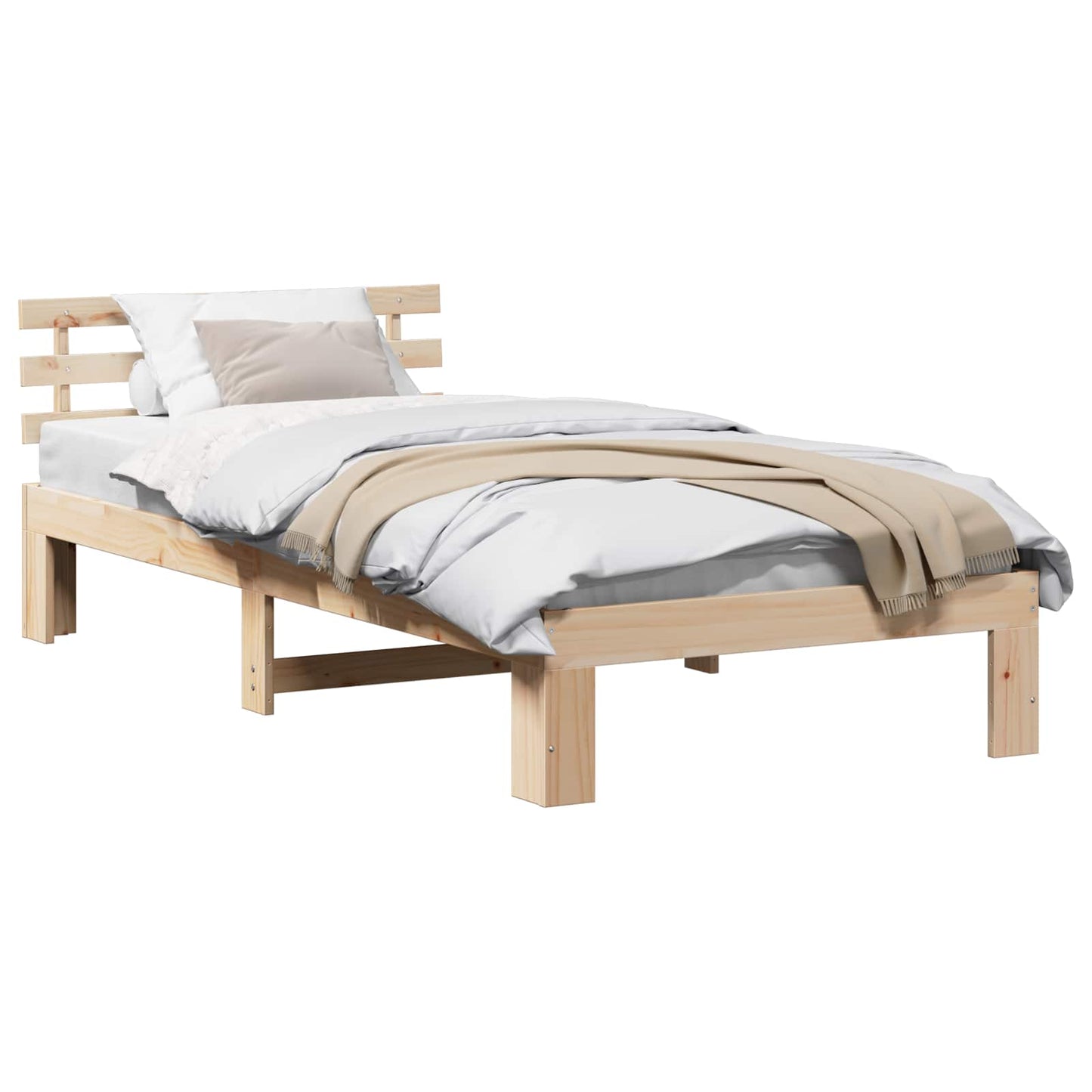 Sengestel Naturfarvet 90 x 200 cm Massiv fyrretræ