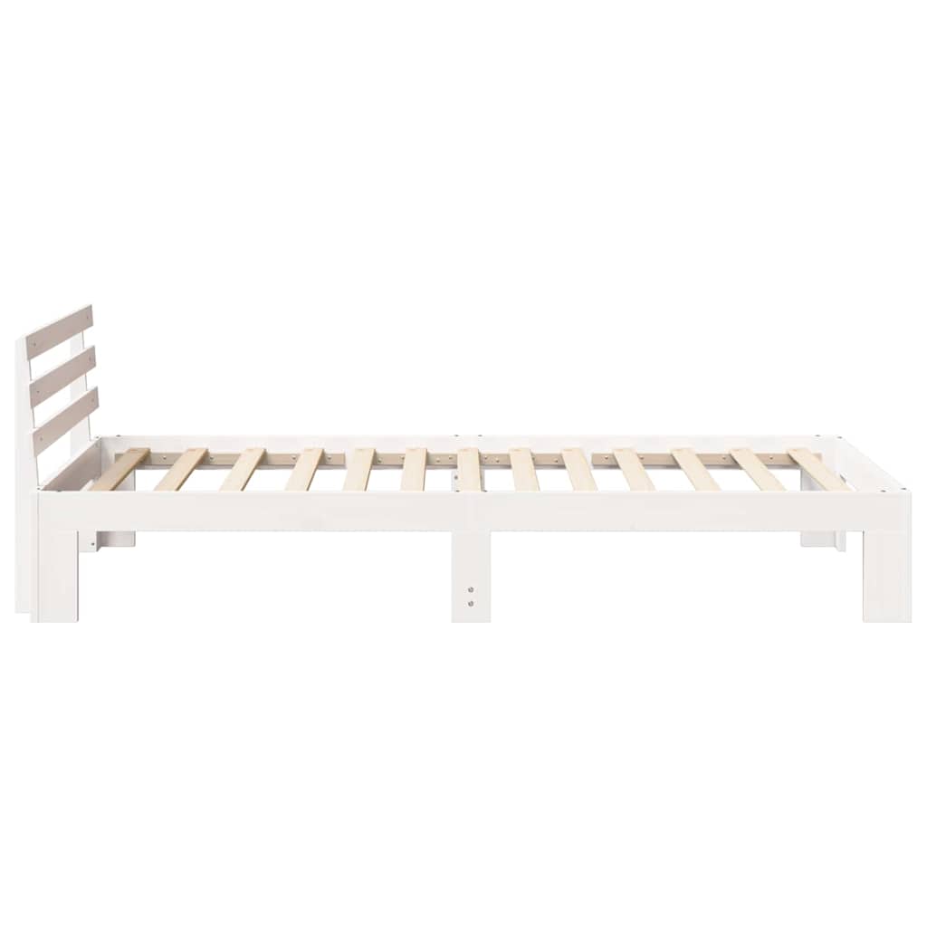 Sengestel med hovedgærde Hvid 90 x 200 cm Massiv fyrretræ