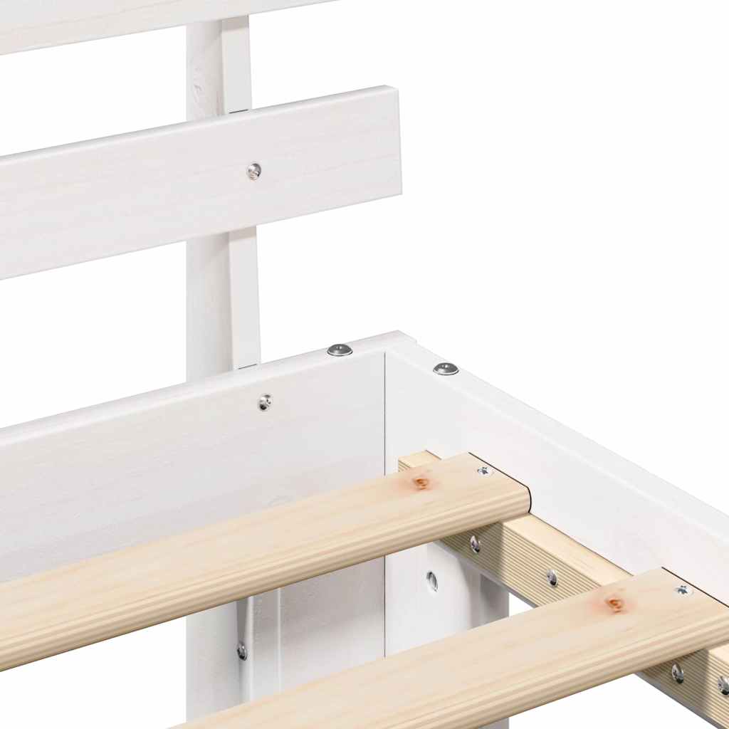 Sengestel med hovedgærde Hvid 90 x 190 cm Massiv fyrretræ