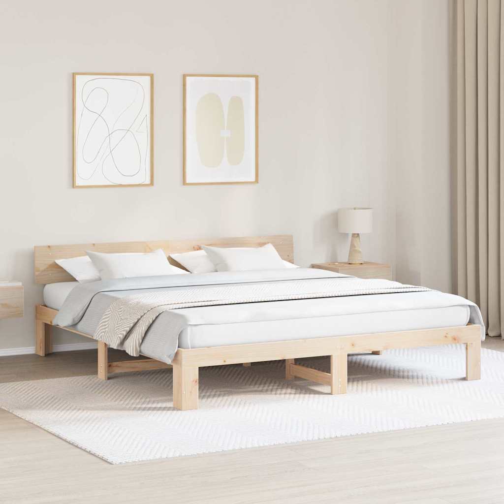 Sengestel Naturfarvet 200 x 200 cm Massiv fyrretræ