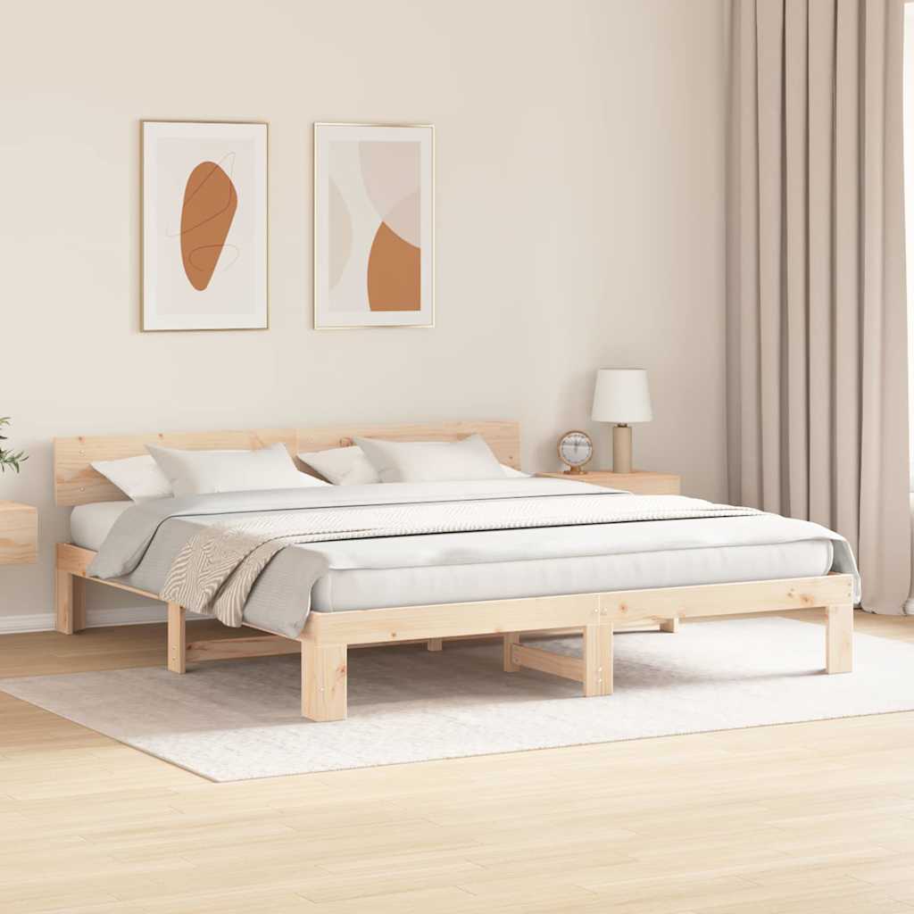 Sengestel Naturfarvet 200 x 200 cm Massiv fyrretræ