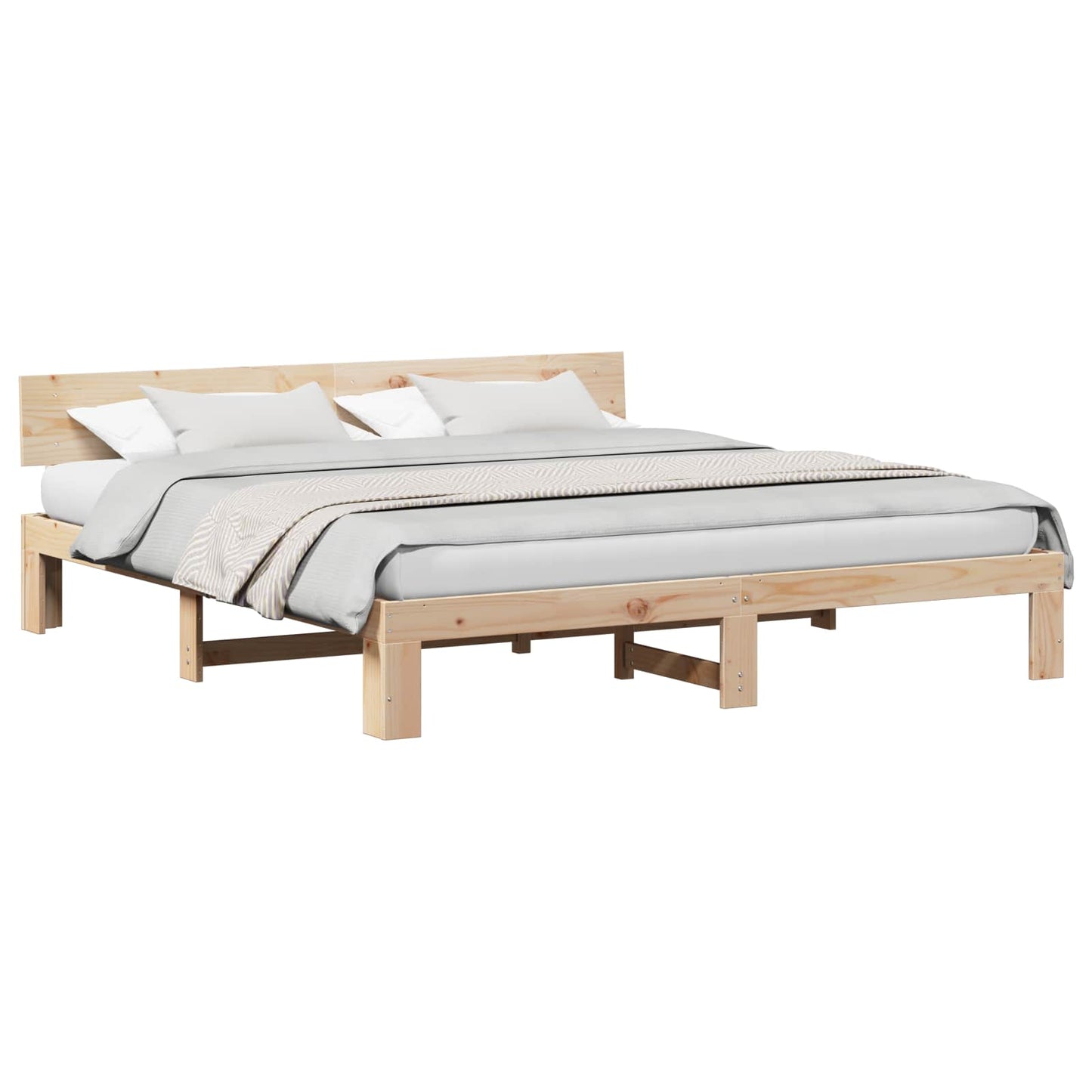 Sengestel Naturfarvet 200 x 200 cm Massiv fyrretræ