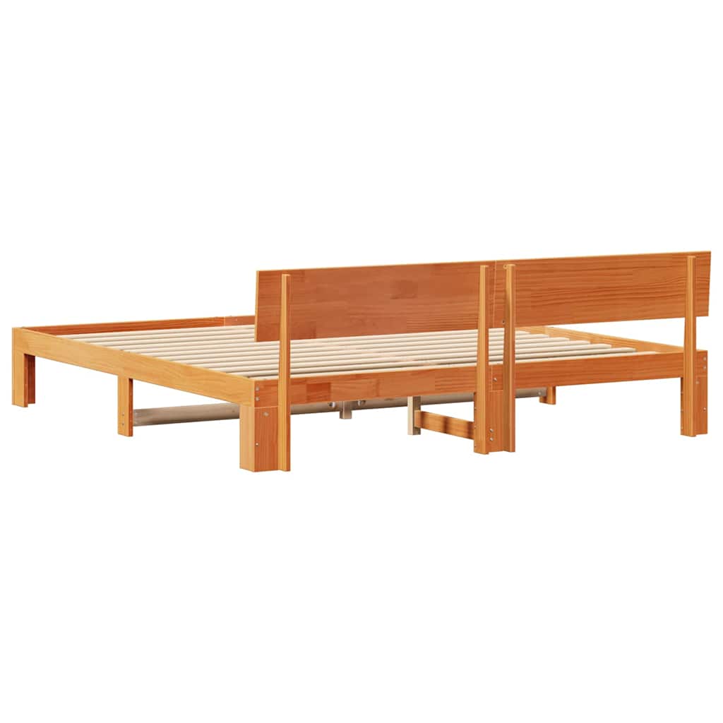 Sengestel med hovedgærde Voks brun 200 x 200 cm Massiv fyrretræ
