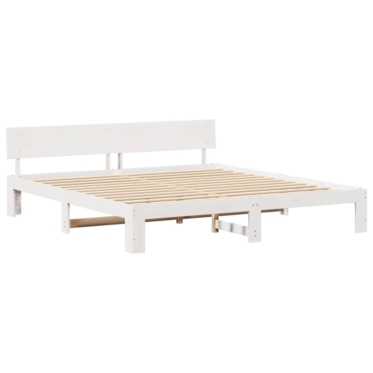 Sengestel med hovedgærde Hvid 180 x 200 cm Massiv fyrretræ